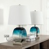 Maxax Blue Glass Table Lamps with USB Charging Port,Set of 2£¬Modern Desk Lamps with White Fabric Shade for Bedroom, Living Room£¬3-Way 100W E26 Base, - 2 of 4