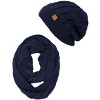 Wrapables Winter Warm Cable Knit Infinity Scarf and Beanie Set, Dark Blue - 2 of 4