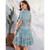 BLUEMING Plus Size Womens Dresses V Neck Floral Flutter Sleeve Midi Surplice Dress Waist Belted Floral Tie Waist Dress Bell Sleeve Dress Flowy Dress - 2 of 4