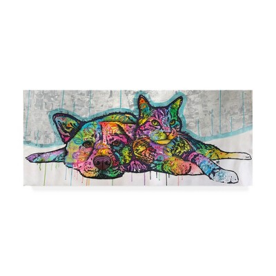 Vibrant Pop Art Cat and Dog Canvas in White Frame