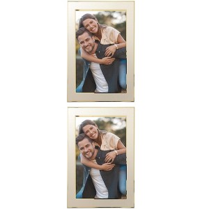 REGALWOVEN Home Room Modern Brushed Aluminum Real Glass Photo Frame - 1 of 4