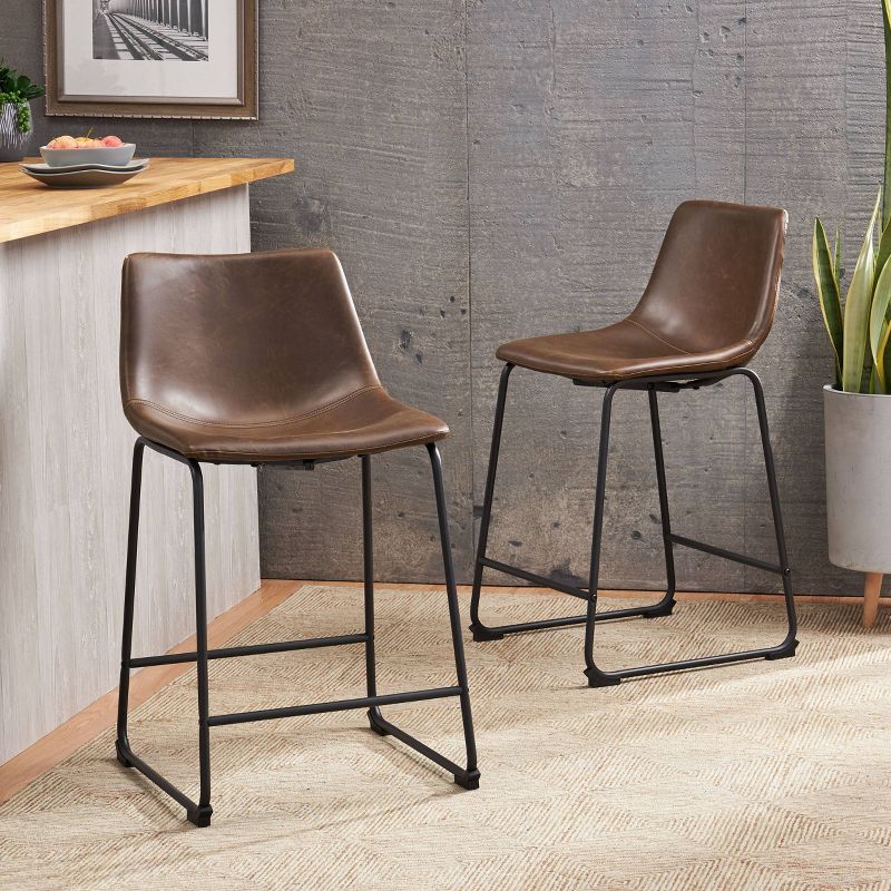 Set of 2 Cedric Counter Height Barstool Vintage Brown - Christopher Knight Home, 3 of 12