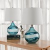 Maxax Blue Glass Table Lamps Set of 2,Swirl-Pattern Desk Lamps with White Fabric Shade for Bedroom, Living Room, Contemporary Decor - 2 of 4