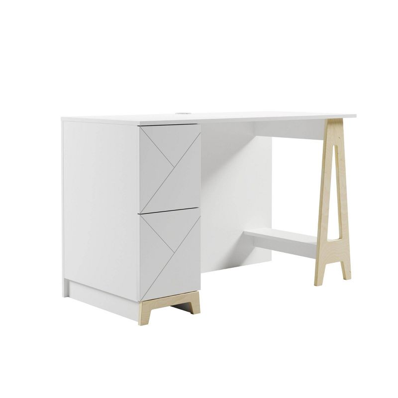 Atypik Desk with 3 Drawer File Cabinet - Nexera, 2 of 4