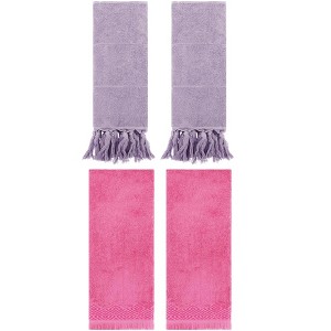 REGALWOVEN 4 Packs Cotton Absorbent Soft Turkish Hand Towels with tassel for Bathroom - 1 of 4