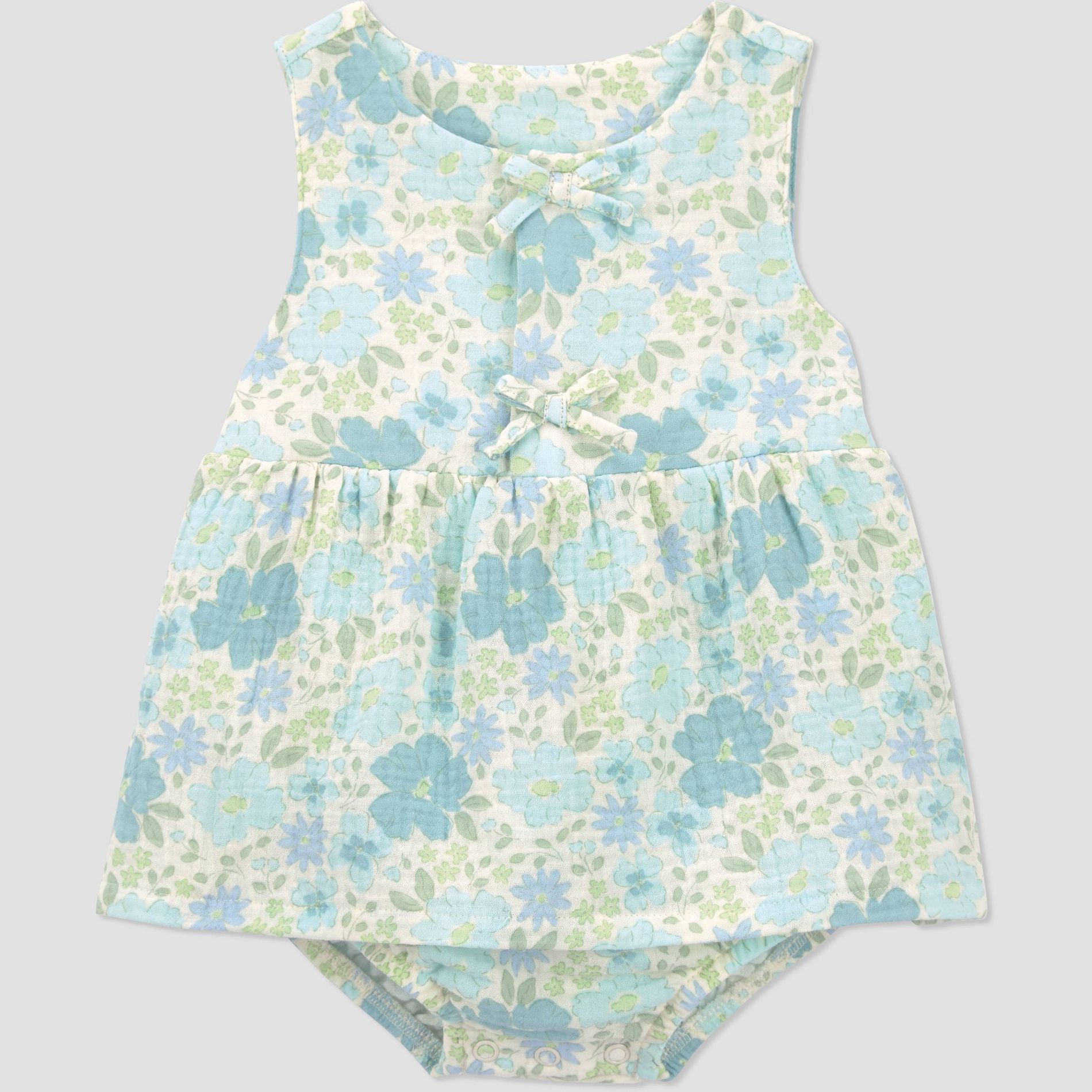Carter's Just One You® Baby Girls' Floral Sunsuit with Bow - Blue/Green