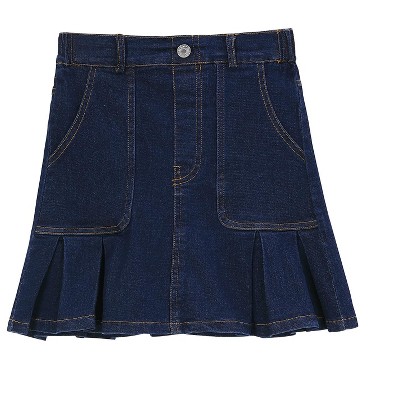 Jean Skirt for Girls Toddler Mini Flared Pleated Toddler Short Jean Skirts with Pocket 3-12T