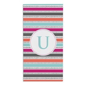 Personalization Mall Hot Pink Pattern Initial Beach Towel - 1 of 2