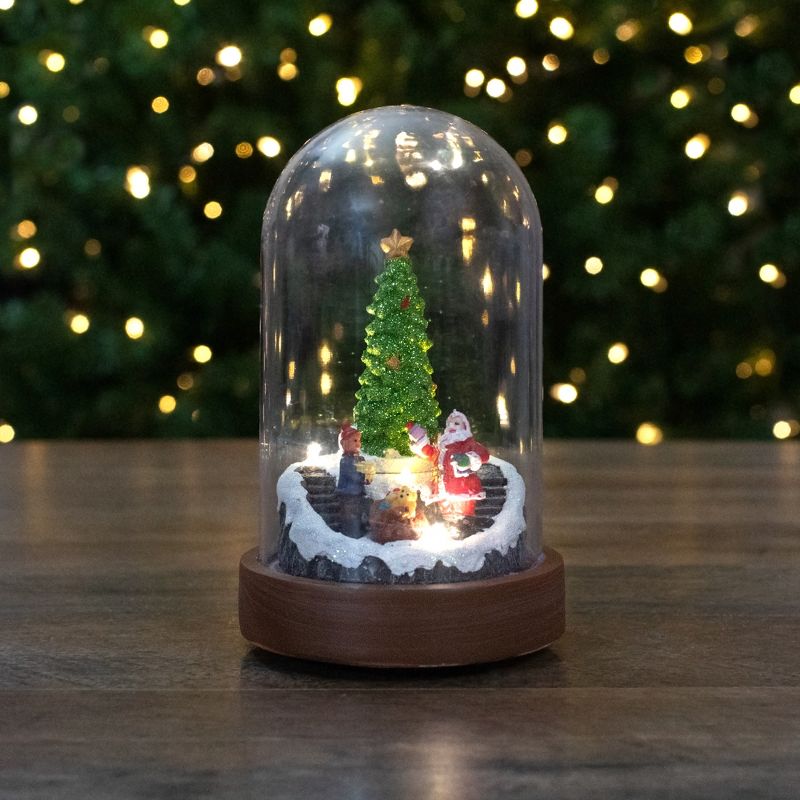 Northlight 7" Lighted Santa and Christmas Tree Cloche Style Decoration, 2 of 6