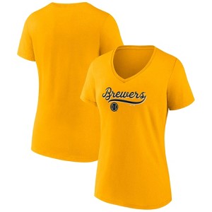 MLB Milwaukee Brewers Women's V-Neck Core T-Shirt - 1 of 3