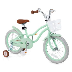 Costway 18'' Kids Bike Toddler Bicycle with Training Wheel Kickstand for 4-8 Years Old Purple/Pink/Turquoise/Blue/Beige/Green - 1 of 4
