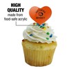 East Central University Tigers Logo Heart Love Cupcake Picks Toppers Decoration Set of 6 - 3 of 4