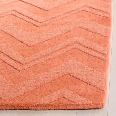 Peach Chevron Hand-Tufted Wool Area Rug, 5' x 8'