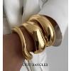 Chunky Gold Bangle Bracelets for Women - Set of 3 Dainty 14k Gold Plated Cuff Stackable Bangles, Alloy Fashion Jewelry Gifts - 3 of 4