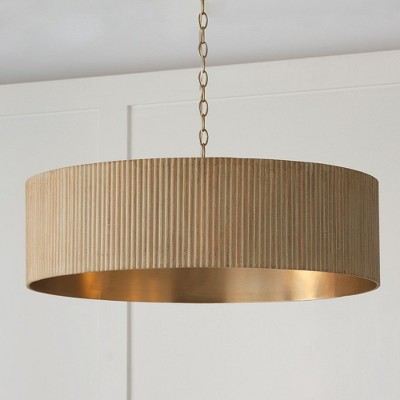 Donovan White Wash and Matte Brass Drum Chandelier