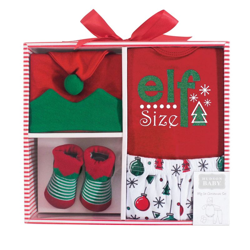 Hudson Baby Infant Unisex Holiday Box Set, Elf Size, 0-6 Months, 3 of 4