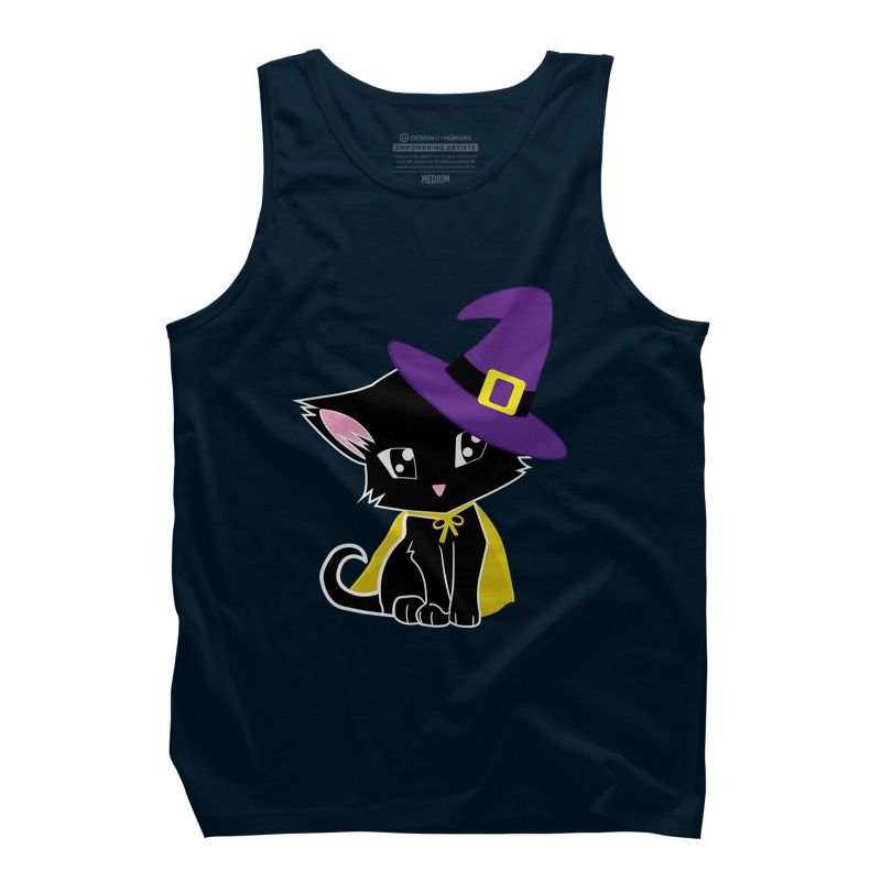 Men's Design By Humans Halloween Cat By AdrianaOliveira Tank Top, 1 of 4