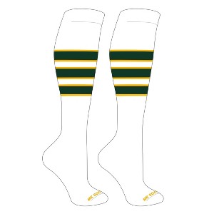 MK Socks Striped OTC Baseball, Softball, Football Socks (C) White, Gold, Dark Green - 1 of 3