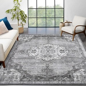 Vintage Runner Rug - Machine Washable Non-Slip Low Pile Distressed Hallway Rug for Kitchen, Bedroom, Bathroom - 1 of 4