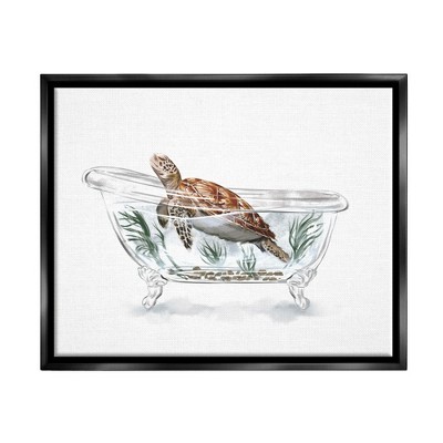 Stupell Industries Turtle Swimming Bathtub Habitat Framed Canvas
