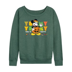 Women's - Disney - Time To Party Lightweight French Terry Wide Neck Long Sleeve Shirt - 1 of 4