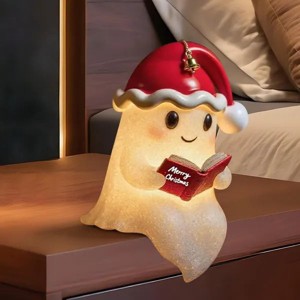 Cute Ghost Reading Book Lamp, Cute Halloween Ghost Night Light, Light up Ghosts Halloween Decorations for Centerpiece Bedroom Shelf Readers (6 Inch) - 1 of 4