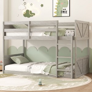 Grungis Twin over Full Loft Bed with Panelled Headboard and Footboard,Bunk Bed with Guardrails and Ladder,Modern Loft and Bunk Bed for Bedroom - 1 of 4