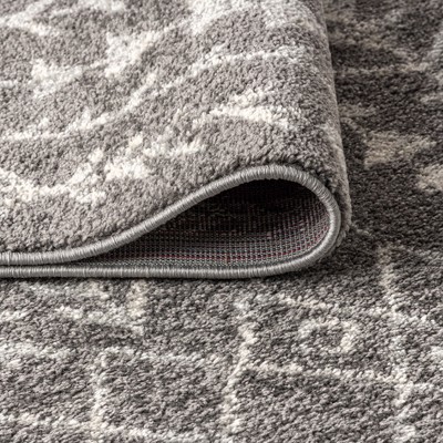 Ziri 4' x 6' Grey and Cream Synthetic Moroccan Area Rug
