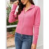 Coolmee Women's Cardigans Zip Up Cable Knit Long Sleeve Lapel Collar Sweaters Warm Slim Fit Solid Cardigans with Pockets Outwear Coats 2XL Pink - 4 of 4