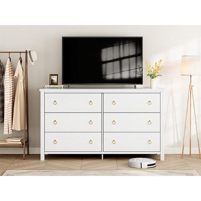 Dresser for Bedroom, Modern Tall Drawer Dresser with Storage, Wooden Closet Dressers Chest of Drawers