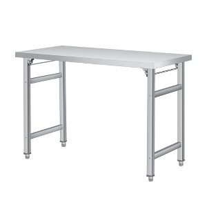 60" x 24" Stainless Steel Folding Table - 520 LBS Commercial Foldable Prep Table, Open Base Worktable with Adjustable Undershelf and Feet - 1 of 4