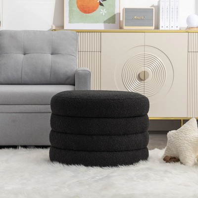 Round Storage Ottoman Bench, Upholstered Circle Ottoman with Reversible Lid for Living Room or Bedroom – Cuddlewood