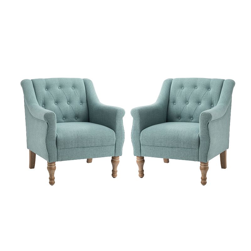 Set of 2 Charlie Wooden Upholstery  Livingroom Armchair with Button-tufted | ARTFUL LIVING DESIGN, 2 of 11