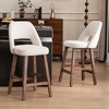 YOUNIKE Counter Height Bar Stool 26 Inch Modern Farmhouse Barstools with Solid Wood Legs Upholstered Bar Height Chair Boucle Fabric - 2 of 4