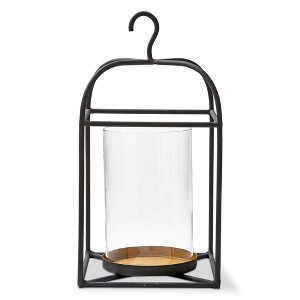 TAG Hanging Metal And Glass Lantern Pillar Candle Holder Large 9.0L x 9.0W x 17H inches Decorative Use Only - 1 of 2
