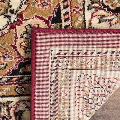 Red and Ivory Floral Synthetic 8' x 11' Area Rug