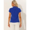 INSPIRE CHIC Women's Mock Neck Pleated Elegant Office Solid Cap Sleeve Blouse - 3 of 4