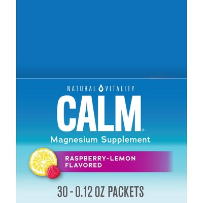 Natural Calm Vitality Anti-Stress Vegan Magnesium Supplement Powder - Raspberry Lemon - 12.96oz/30pk