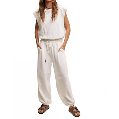Women's Athleisure French Terry Loose Jogger Jumpsuit - Listicle