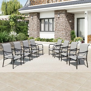 Captiva Designs Outdoor Dining Gray Sling Chairs with Gourd Head Armrests - 1 of 4