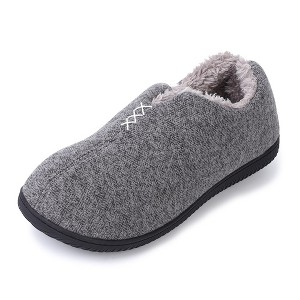 Mens Cozy Slippers Suede Fuzzy Plush Fleece Lined Slippes with Memory Foam On Indoor Outdoor House Shoes - 1 of 4