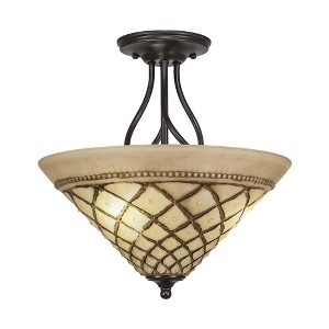Toltec Lighting Capri 3 - Light Flush Mount in  Dark Granite with 16" Chocolate Icing Shade - 1 of 1