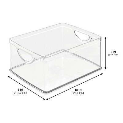 iDESIGN Linus Recycled Plastic Stackable Kitchen Storage Bin with Integrated Handles Clear: Cabinet Organizer, 10"x8"x5" — фото 3