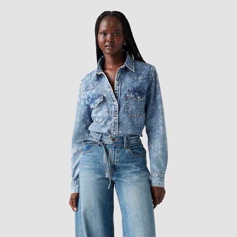 Levi s Women s Long Sleeve Ultimate Western Button down Shirt Patchwork Bandana Target