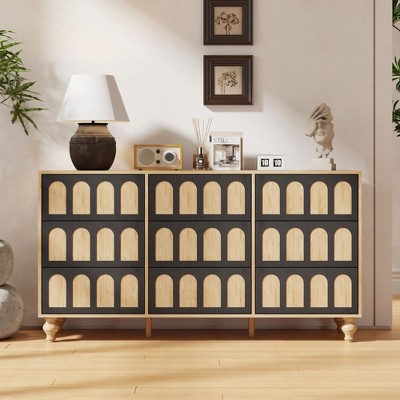 FUFU&GAGA Modern Horizontal Dresser with Press - to - Open Drawers and Arched Design