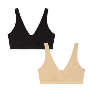 Motherhood Maternity Women's Maternity Cotton Wrap Front Nursing Sleep Bralette, 2-Pack - 1 of 3