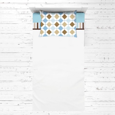 Bacati - Mod Diamonds Stripes Aqua Teal Beige Chocolate 3 pc Toddler Sheet Set