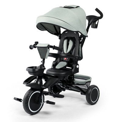 Kinder King 8 in 1 Kids Baby Stroller Tricycle Folding Toddler Trike w/Adjustable Push Handle