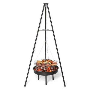 Winado Campfire Tripod Grill Adjustable Height BBQ Grill Grate With Fire Bowl - 1 of 4