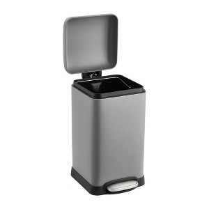 Trash Can with Lid, 3.2-Gallon (12L) Step Trash Bin for Kitchen, Stainless Steel, Soft Close and Stays Open,Inner Bucket,for Bedroom, bathroom - 1 of 4